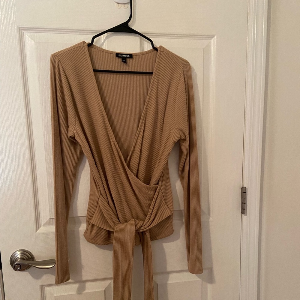 Tie front wrap sweater